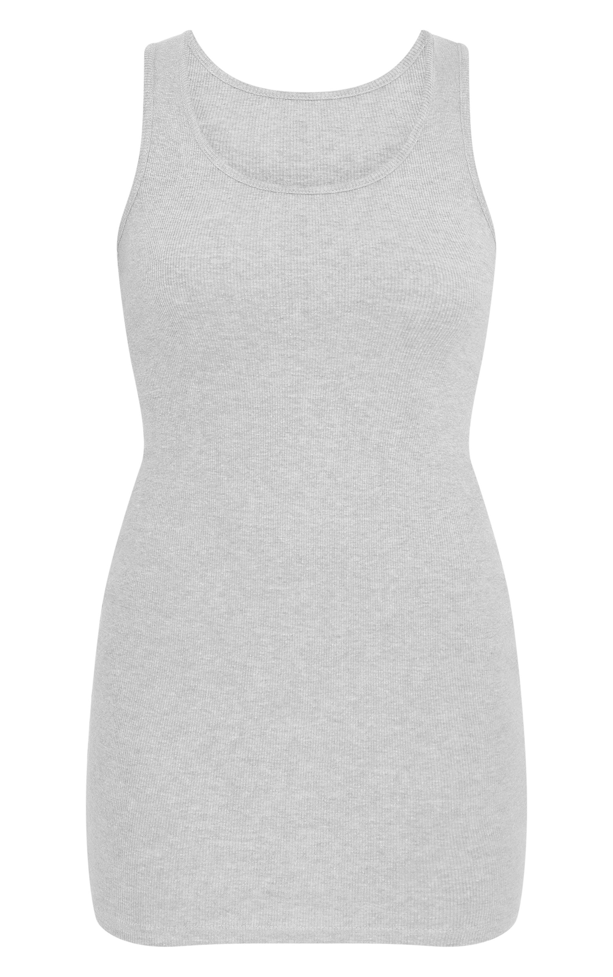 Grey Rib Scoop Neck Strappy Bodycon Dress Product Image