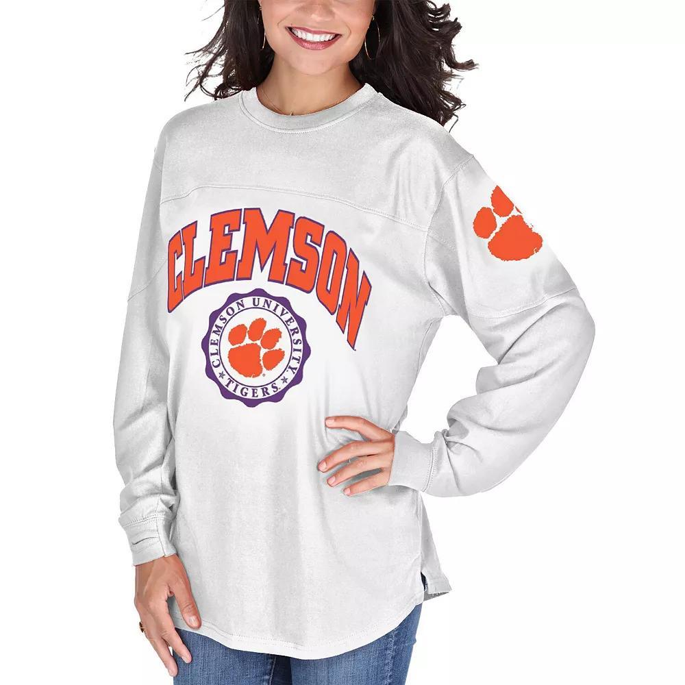 Women's White Clemson Tigers Edith Long Sleeve T-Shirt, Size: Small Product Image