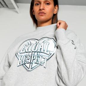 PUMA Cherry On Top Women's Graphic Basketball Crew Sweat Shirt in Light Grey Heather Product Image