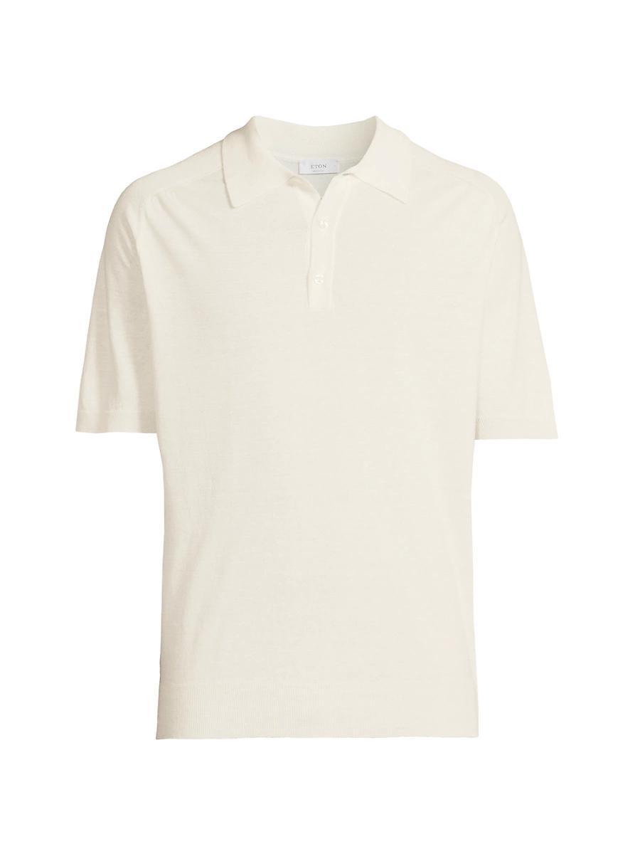 Mens Linen-Cotton Woven Polo Shirt Product Image