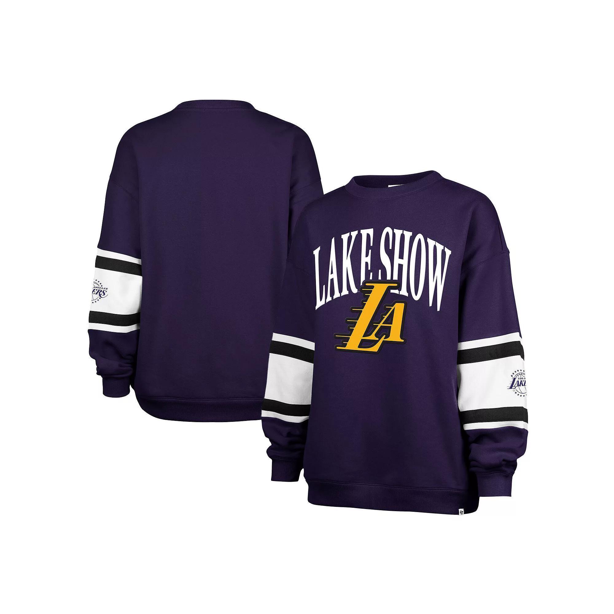 Women's '47 Purple Los Angeles Lakers 2024/25 City Edition Steadfast Paneled Pullover Sweatshirt, Size: Small Product Image