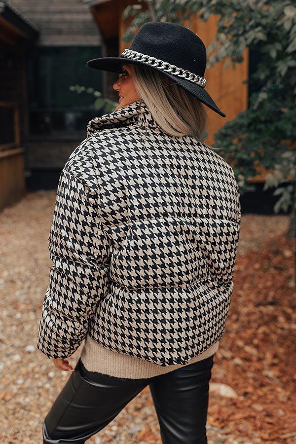On The Way Houndstooth Puffer Jacket Product Image