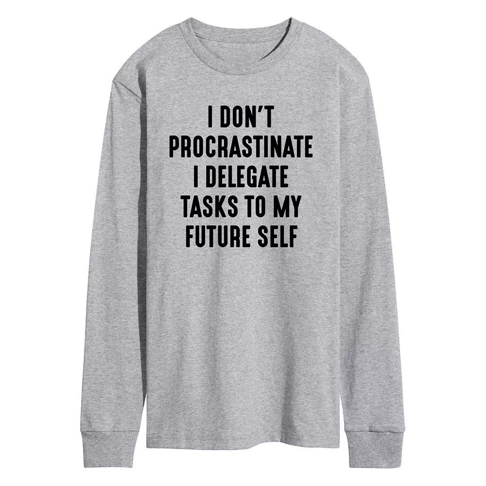 Men's I Don't Procrastinate Long Sleeve Graphic Tee, Size: Medium, Gray Product Image