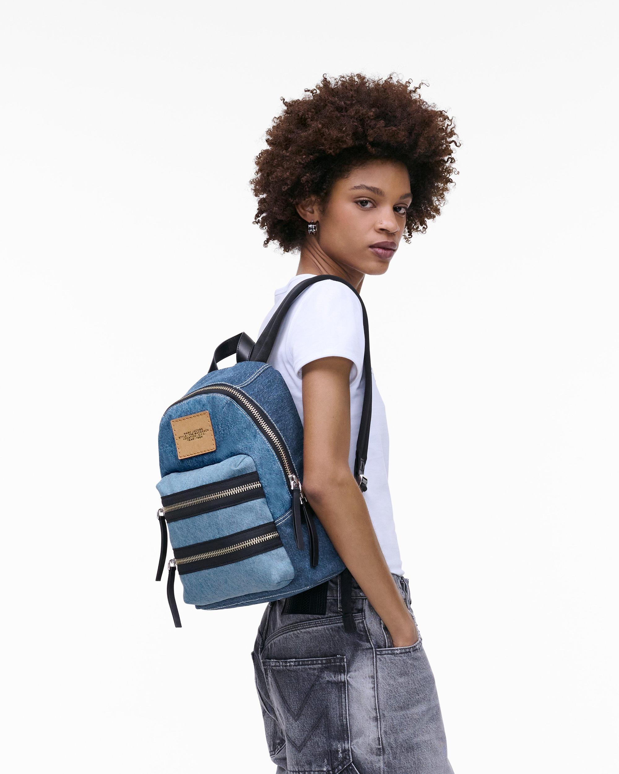 The Biker Colorblock Denim Medium Backpack Product Image