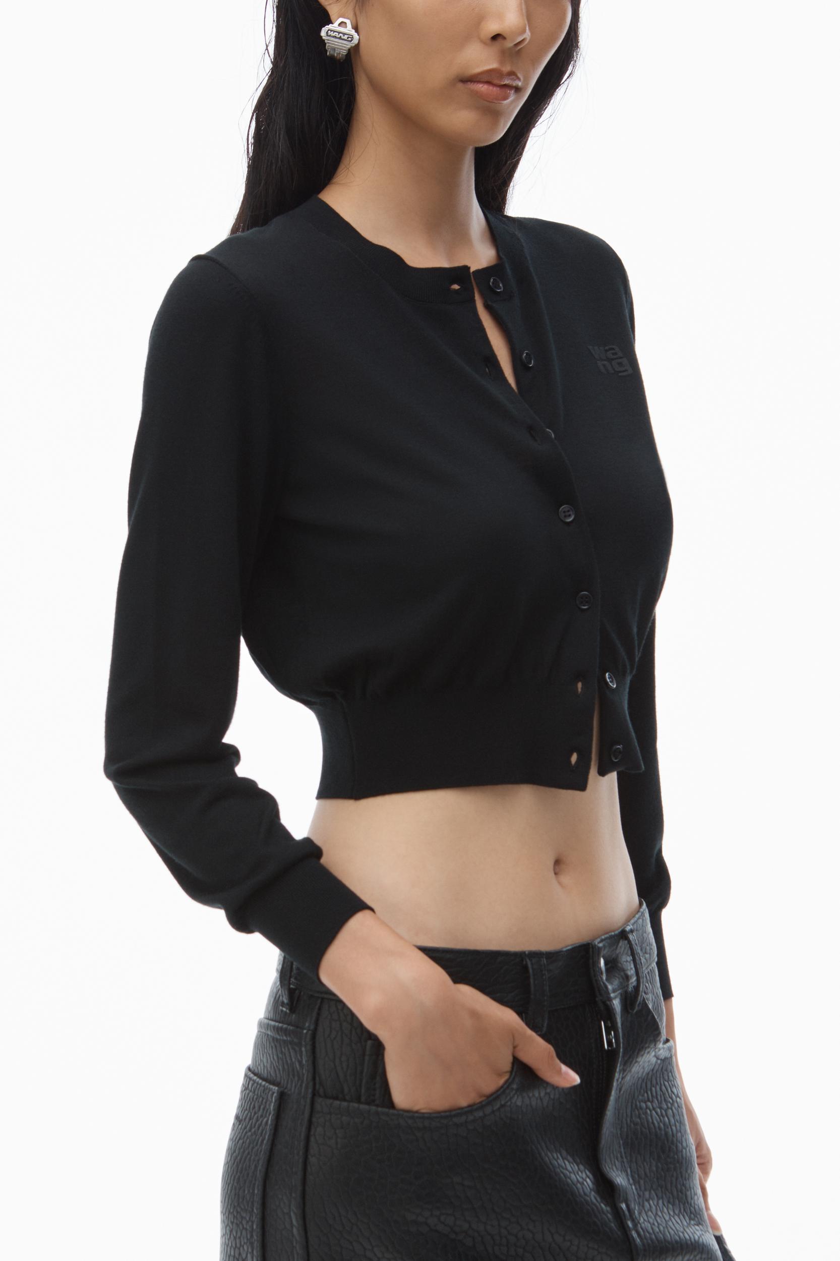 Logo Cropped Cardi In Superfine Merino Product Image