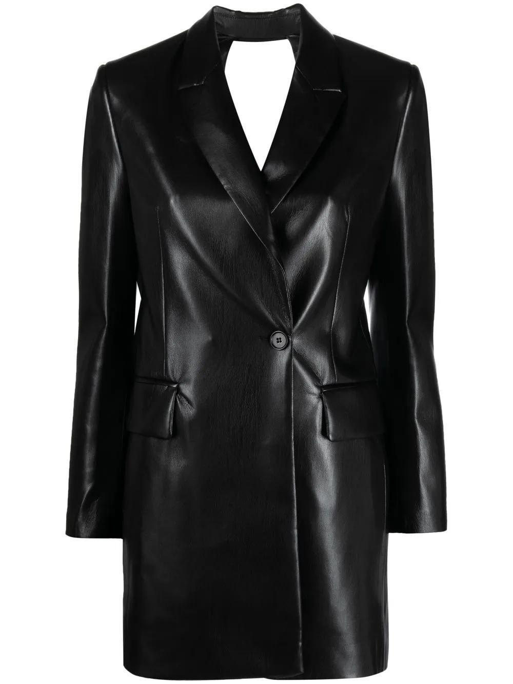 MSGM Faux-leather Mini Blazer Dress In 99 Black Product Image