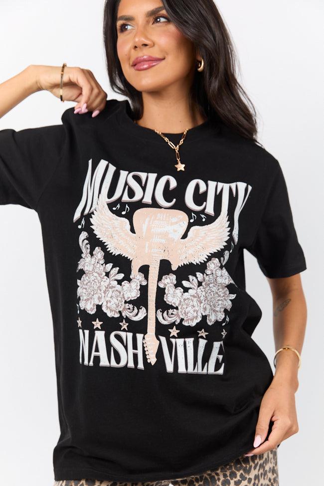 Music City Black Oversized Graphic Tee Product Image