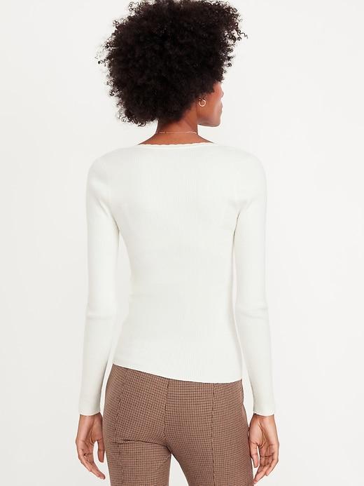 Long-Sleeve Ribbed Sweater Product Image