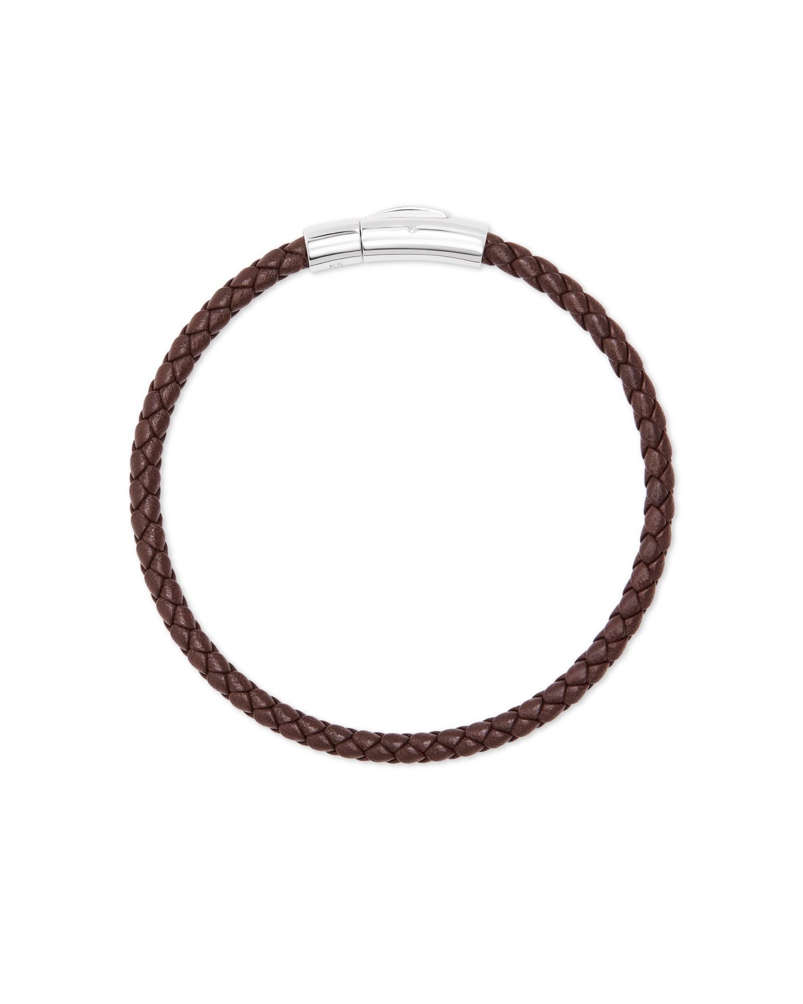 Evans Sterling Silver Corded Bracelet in Brown Leather Product Image