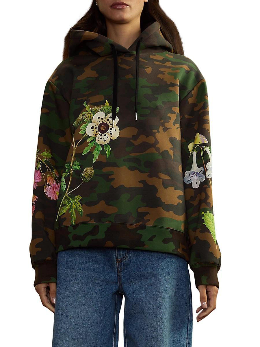 Womens Camo Floral Cotton-Blend Oversized Hoodie Product Image