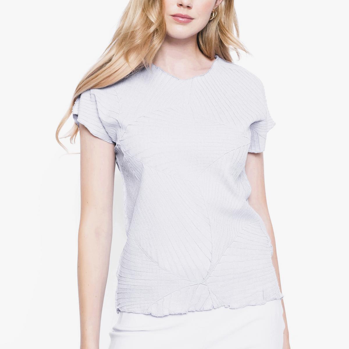 Off White Leaf Pleated Top Product Image