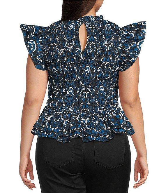 Sugarlips Plus Size Etta Floral Printed Poplin Blouse Product Image