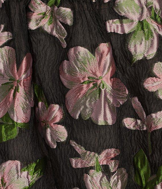 Abbey Glass Caroline Asymmetrical Neck Sleeveless Bow One Shoulder Bow Jacquard Pocketed A-Line Gown Product Image