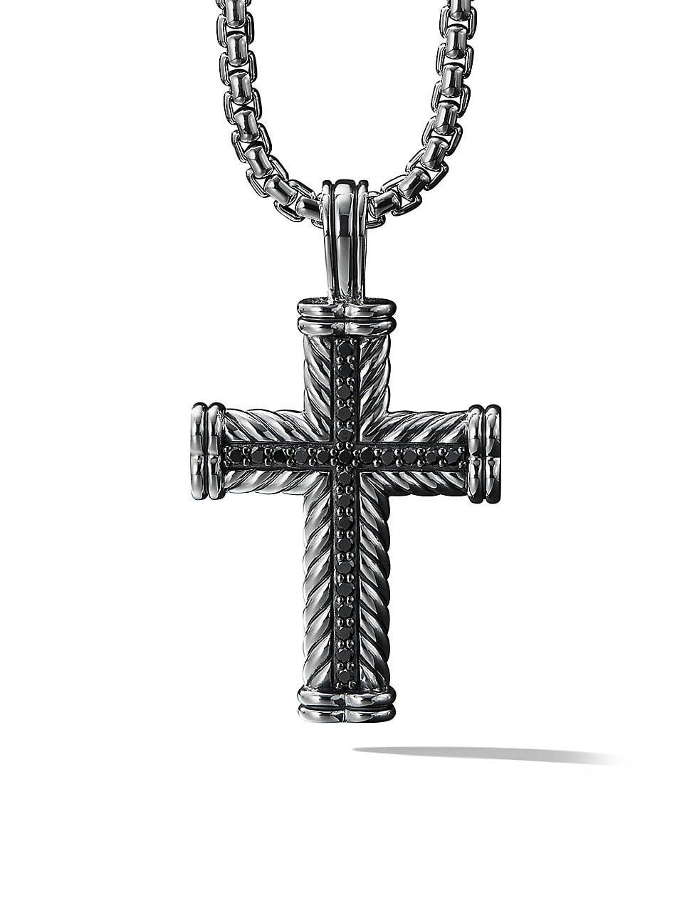 Mens Chevron Cross Pendant in Sterling Silver Product Image