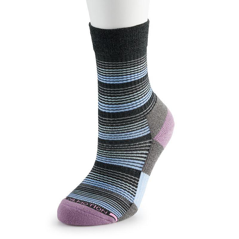 Womens Dr. Motion Outdoor Compression Waterfall Stripe Crew Socks Grey Marl Product Image