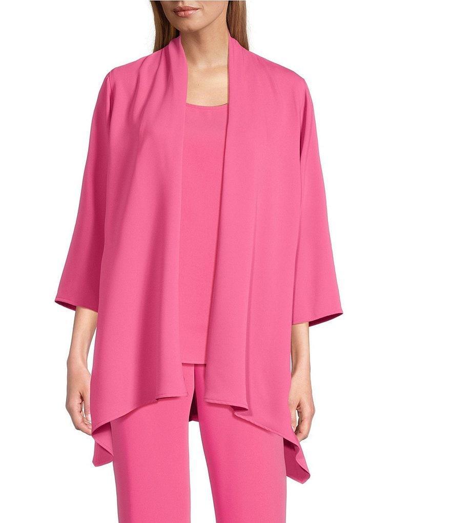 Caroline Rose Matte Crepe Open Front Side Drape 3/4 Sleeve Jacket Product Image