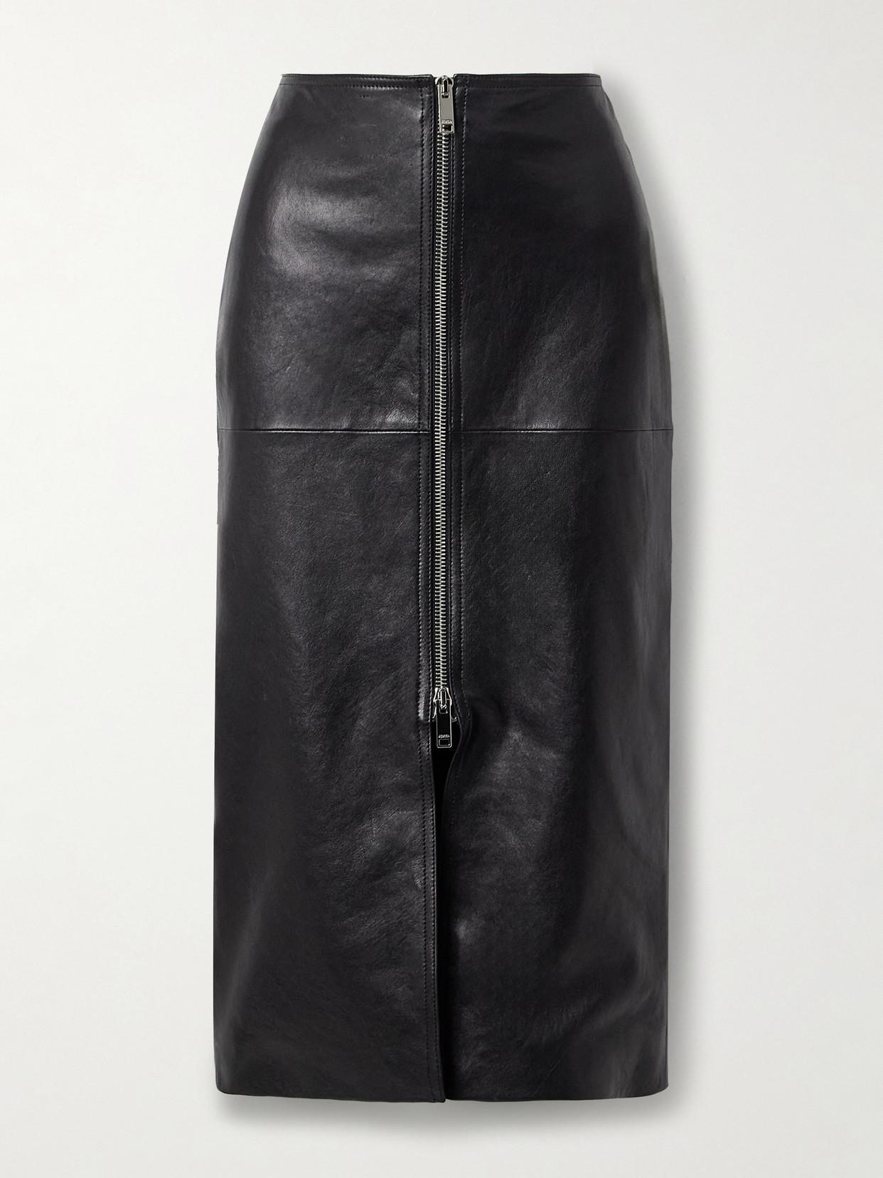 ISABEL MARANT Ediaz Lambskin Leather Midi Skirt In Black Product Image