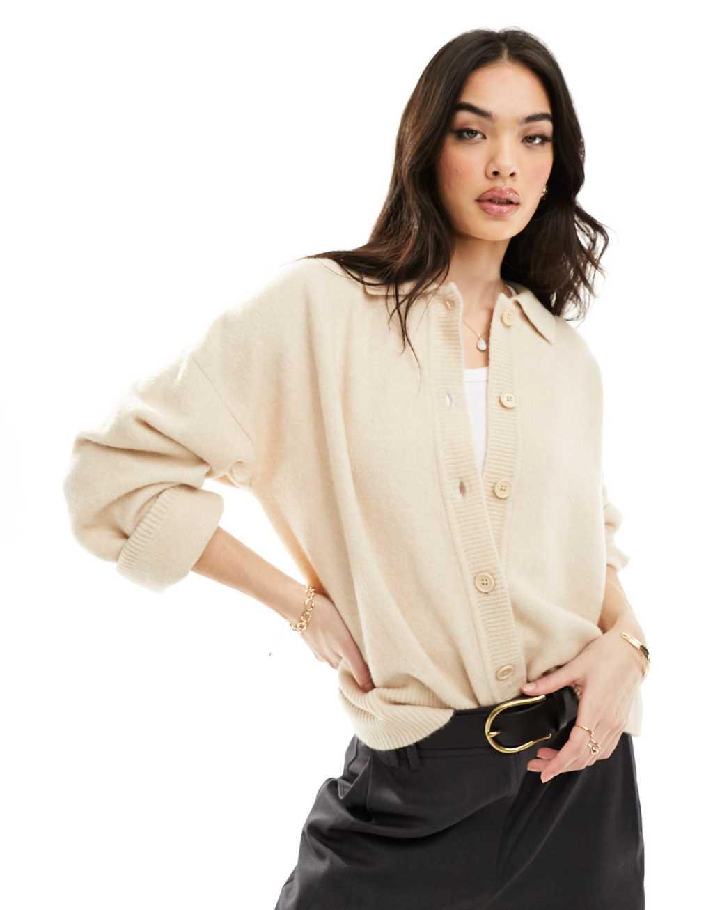 ASOS DESIGN knit collar shirt cardigan Product Image