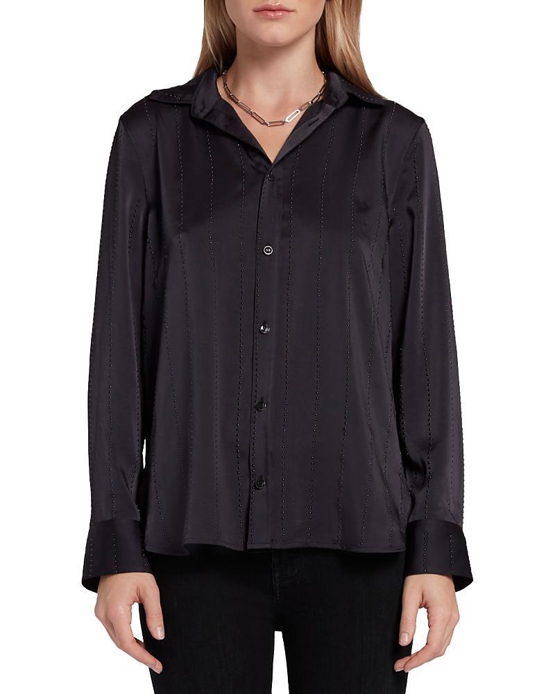 Embellished Satin Button-Up Shirt Product Image