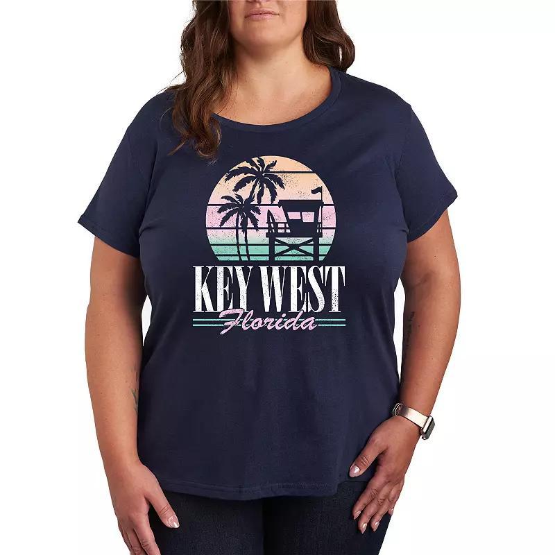 Plus Key West Graphic Tee, Women's, Size: 3XL, Grey Blue Product Image