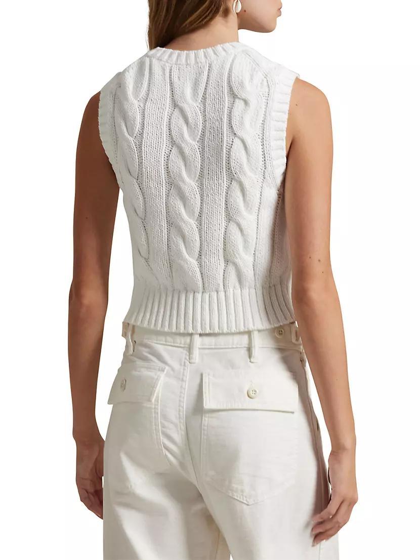 Cable-Knit Cotton Crop Vest Product Image