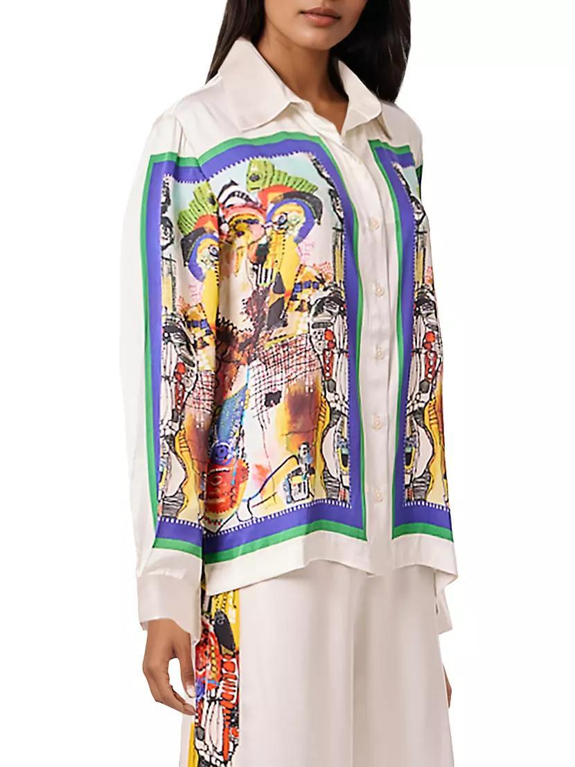 Graphic Silk Button-Front Shirt Product Image