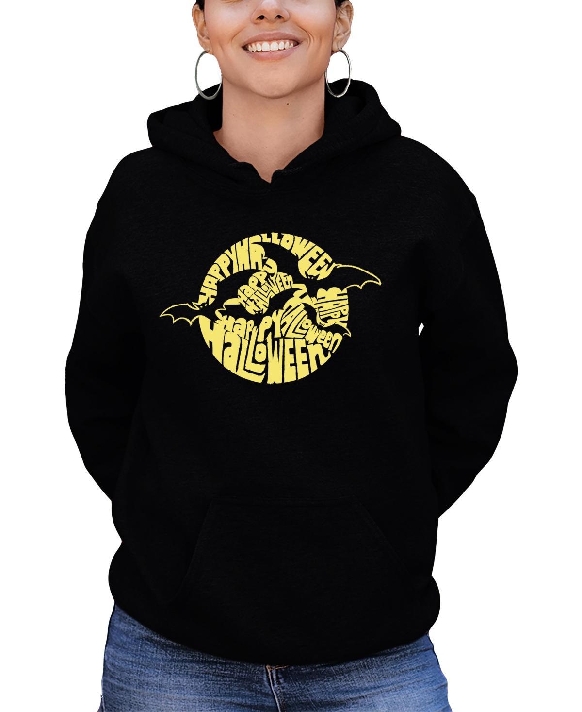 La Pop Art Womens Halloween Bats Word Art Hooded Sweatshirt Product Image