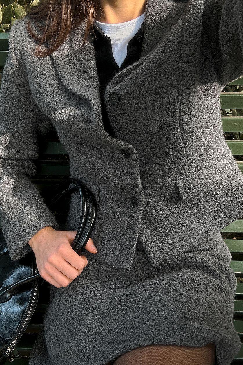 Wool Blend Short Blazer Grey Product Image