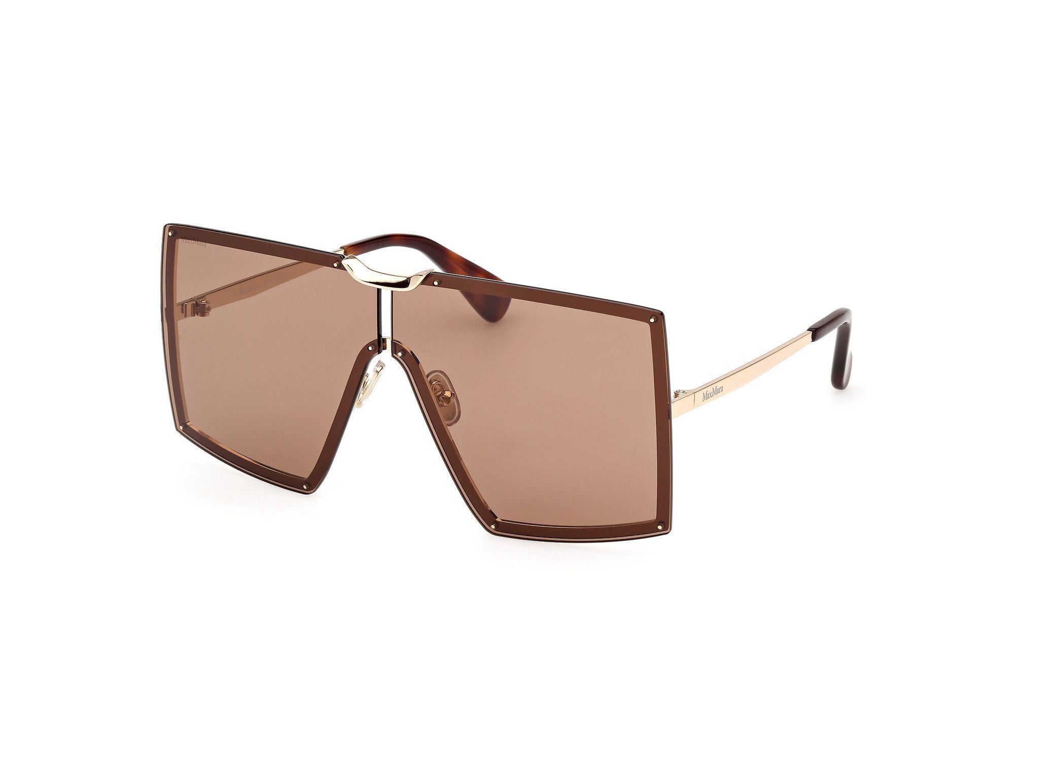 MAX MARA Women's Gold & Brown Square Shield Sunglasses In Gold/brown Product Image