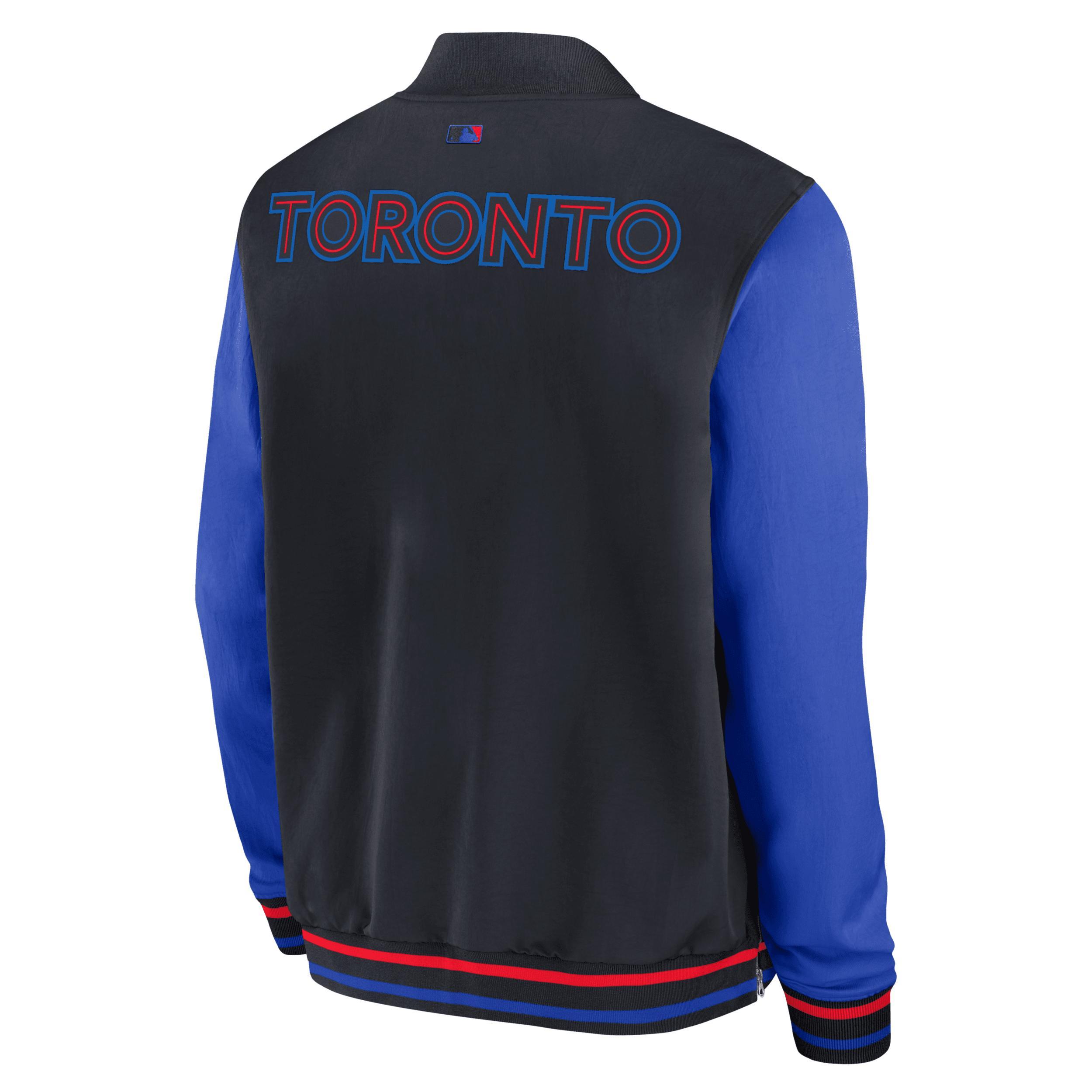 Toronto Blue Jays Authentic Collection City Connect Game Time Nike Men's MLB Full-Zip Bomber Jacket Product Image