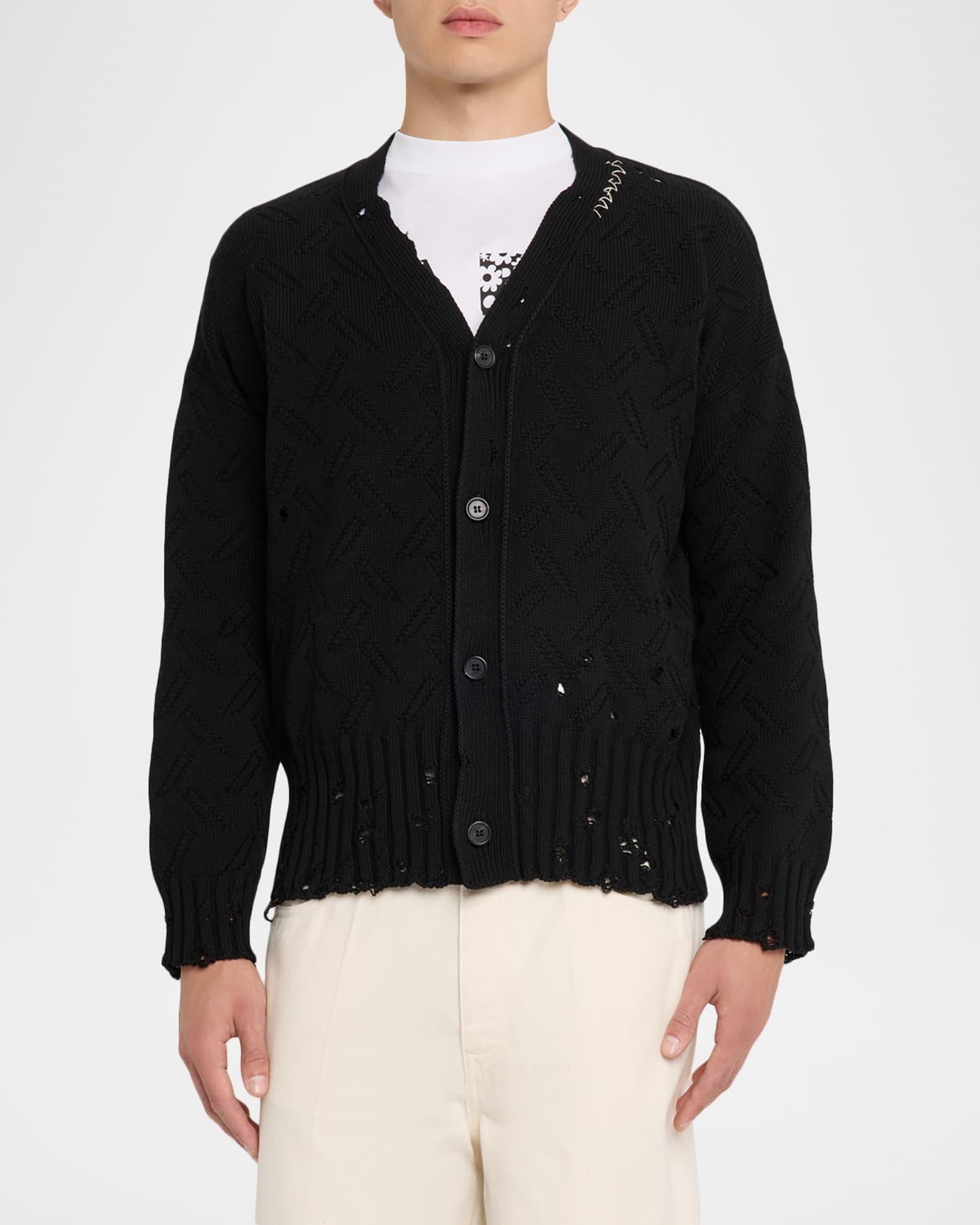 Men's Cotton Knit Shoulder-Logo Cardigan  Product Image