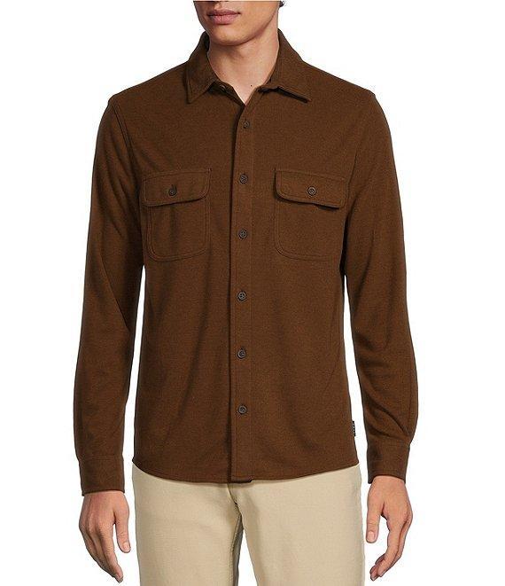 Rowm The Keeper Long Sleeve Solid Jersey Button Down Knit Shirt Product Image