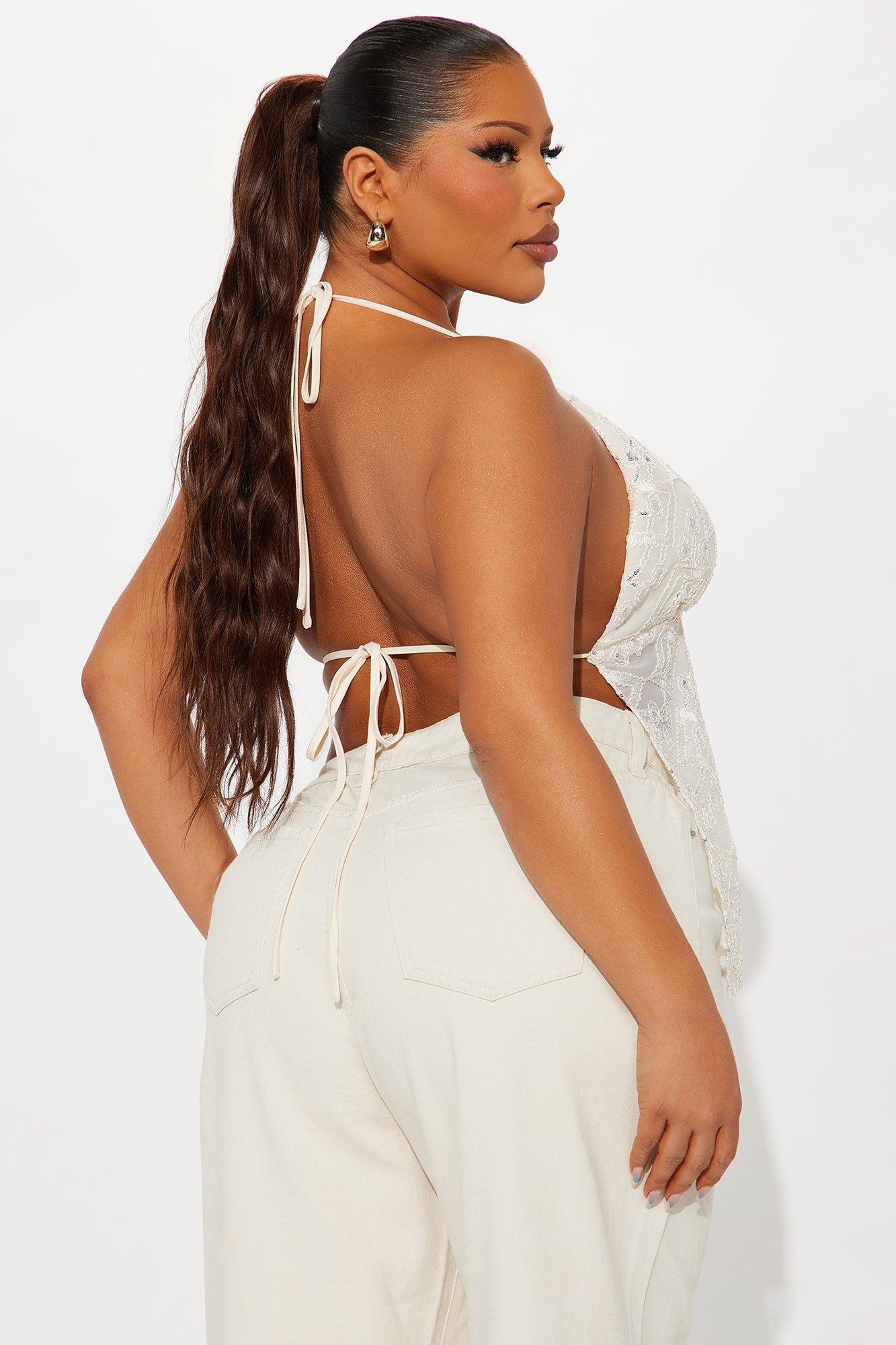 Sequin Dreams Halter Top - Ivory/combo Product Image