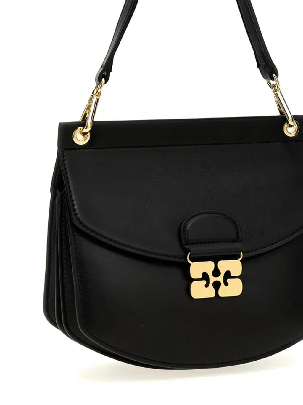 GANNI Small Shoulder Bag With Adjustable Strap And Gold-tone Hardware In Black Product Image