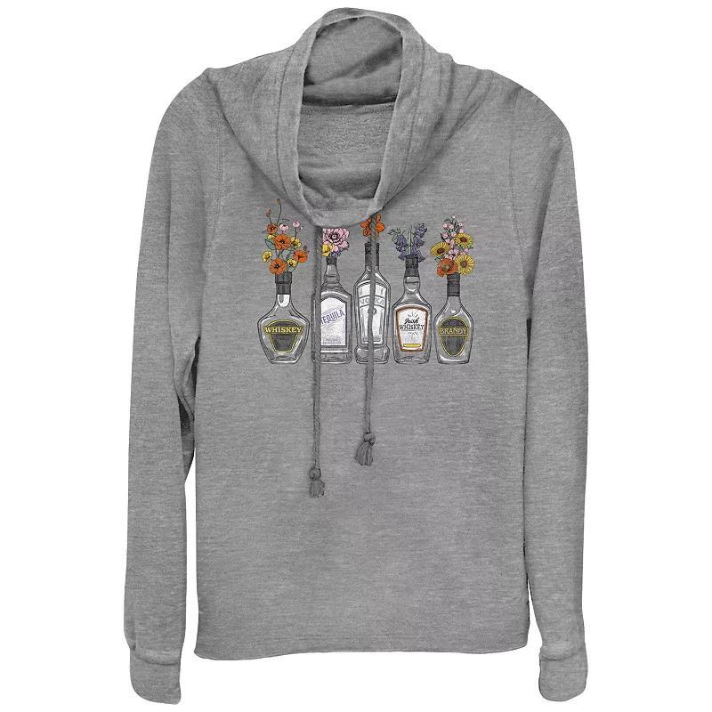 Women's Three Tigers Roaring Cowlneck Graphic Lightweight Long Sleeve, Girl's, Size: XL, Gray Grey Product Image