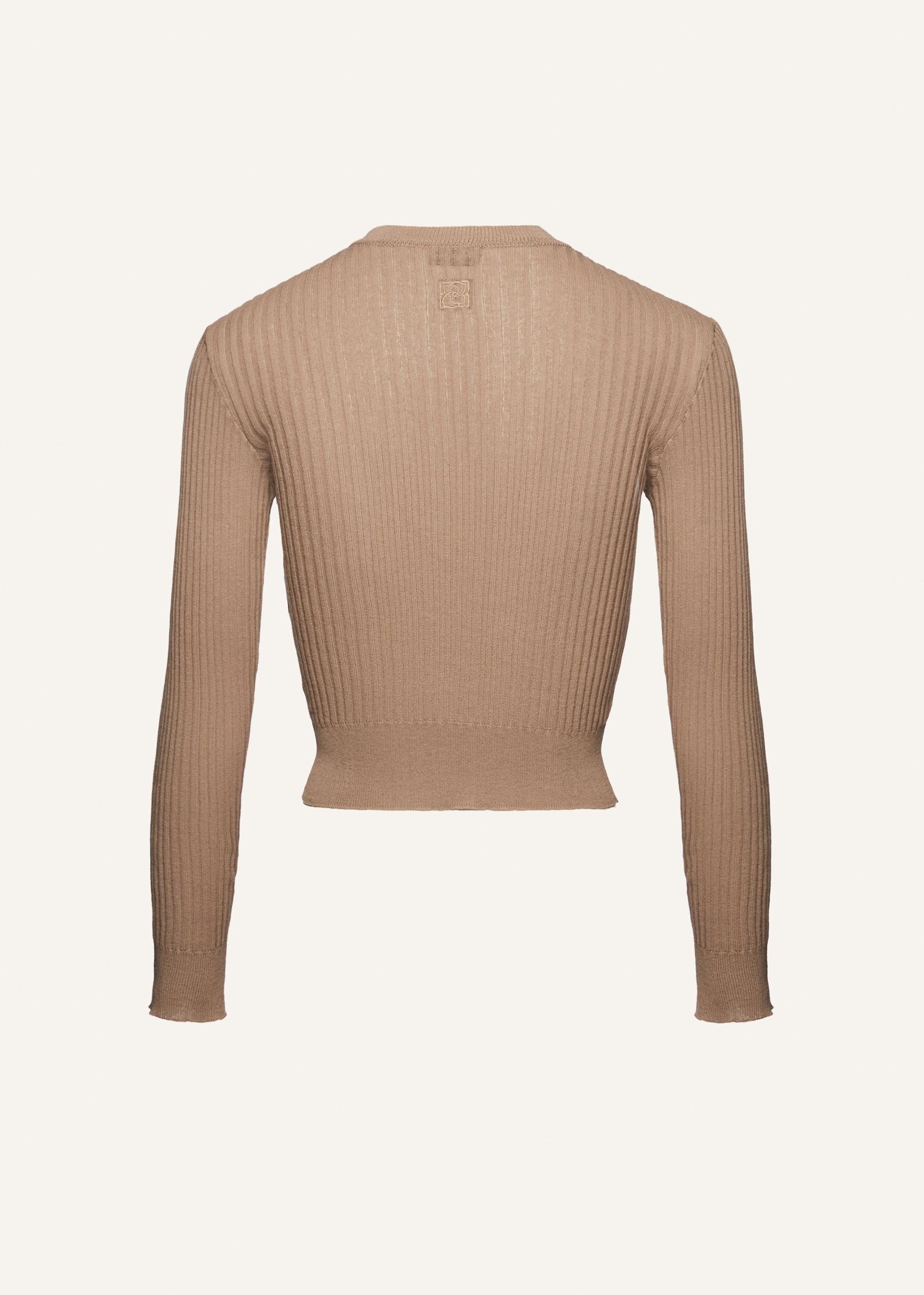 Rib stitch cardigan sweater in brown Product Image