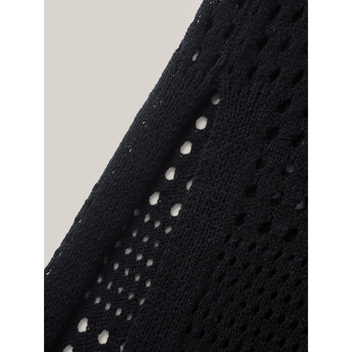 Plus Size Cut-Out Textured Buttons Swim Cover-Up Women's Swimwear Black Beach Loose Texture Curve Swim Cover Ups BloomChic 26/4X Product Image