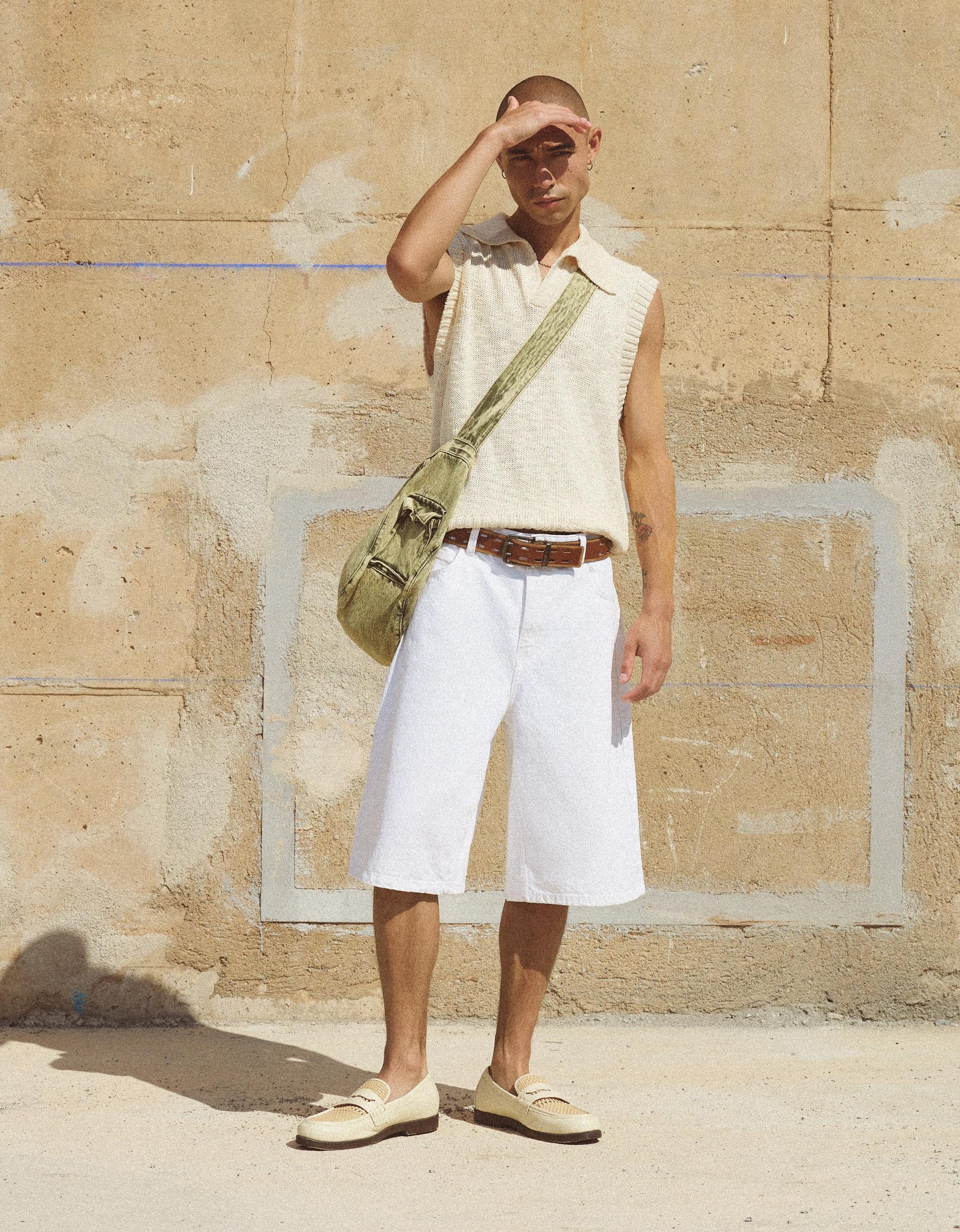 Baggy denim Bermuda shorts Product Image