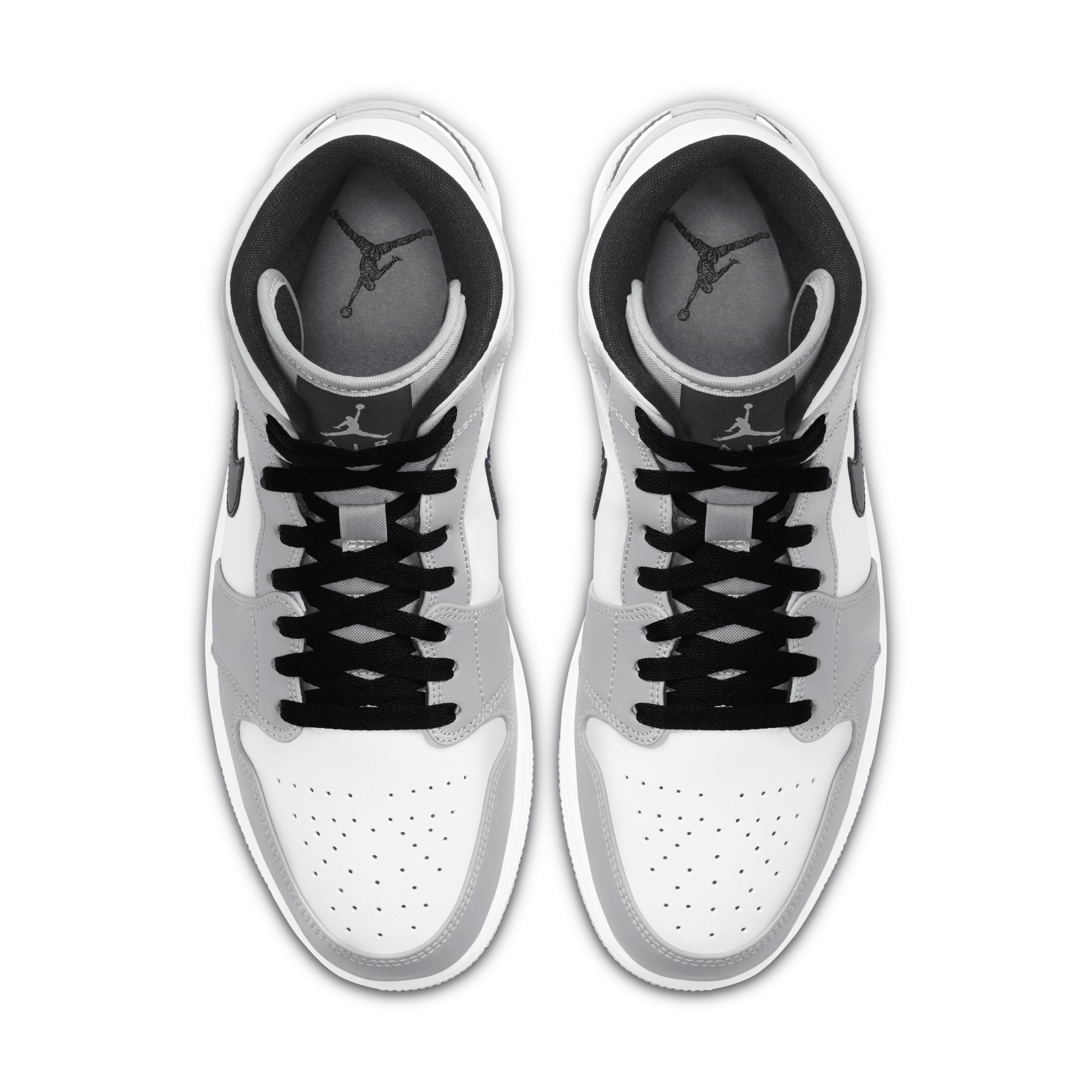 Jordan Mens AJ 1 Mid - Basketball Shoes Light Smoke Grey/Black/White Product Image