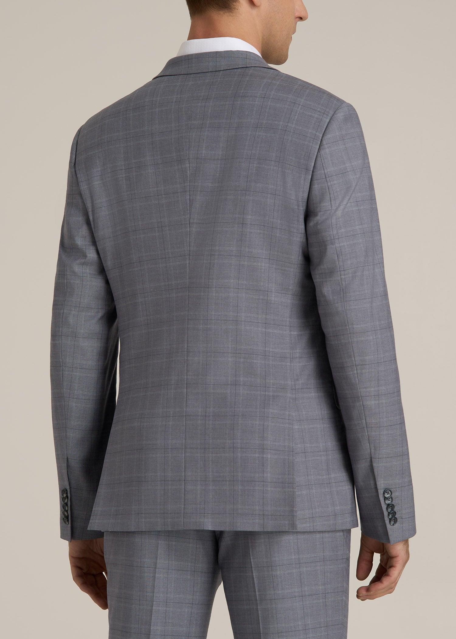 Suit Jacket for Tall Men in Light Grey Plaid Male Product Image