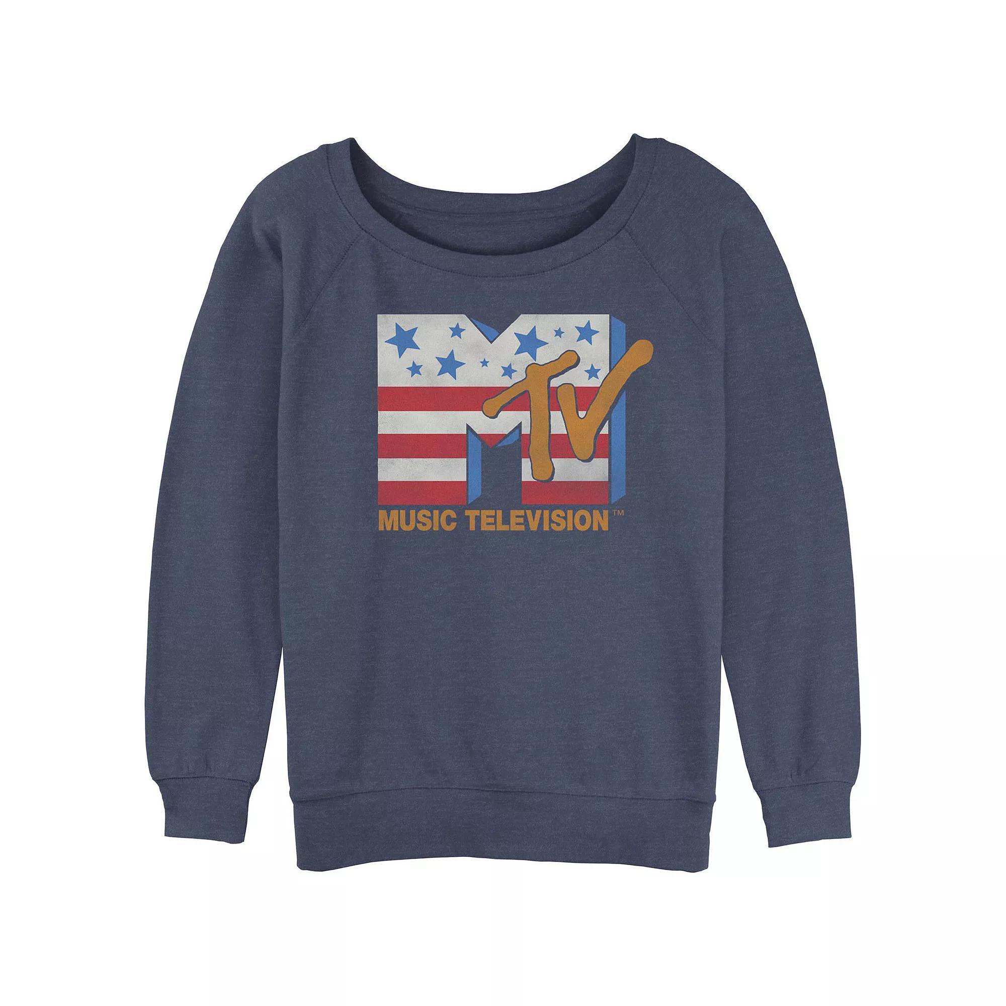 Juniors' MTV Americana Logo Slouchy Terry Graphic Pullover, Girl's,  Product Image