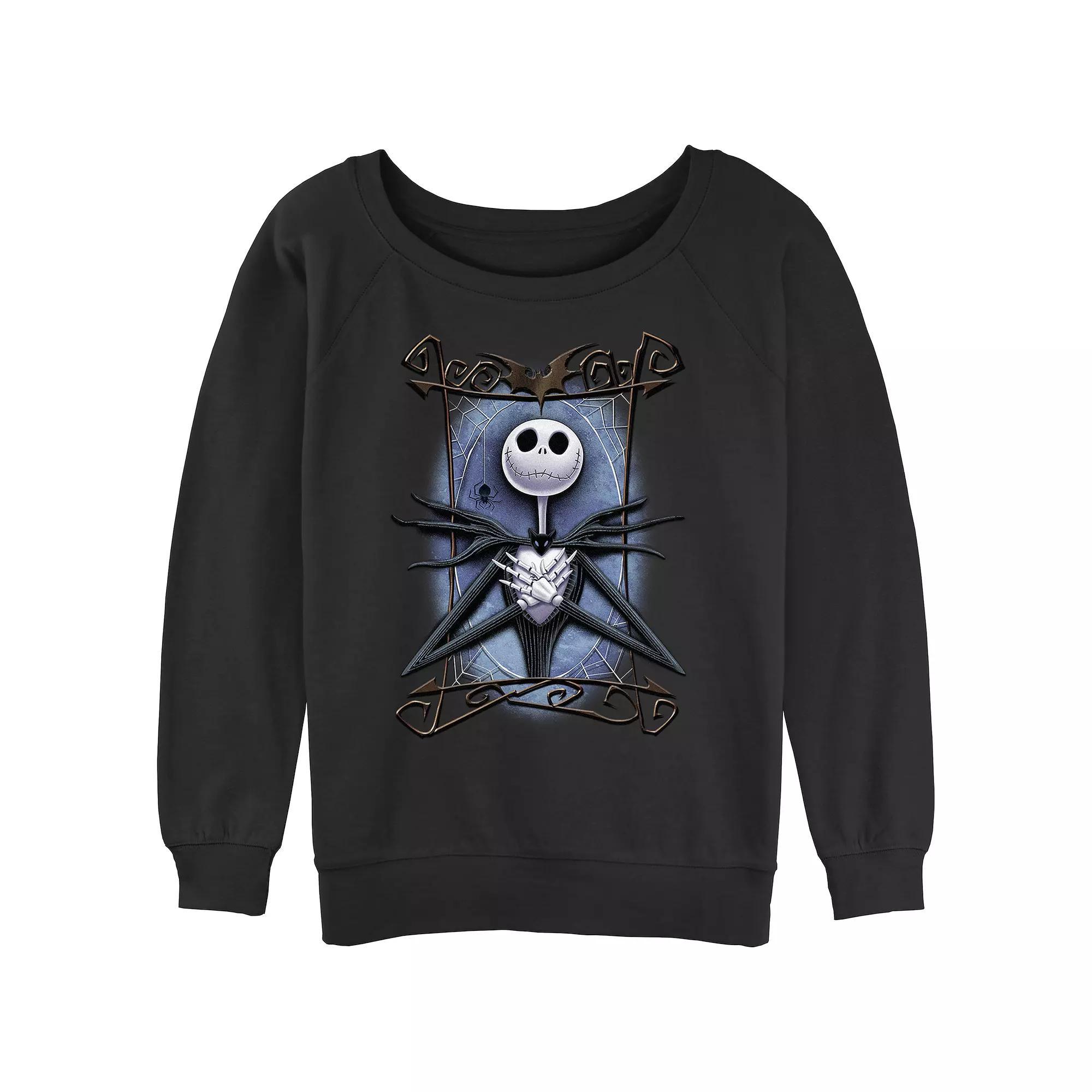 Disney's The Nightmare Before Christmas Juniors' Jack Spooky Frame Slouchy Terry Graphic Pullover, Women's, Size: Small, Black Product Image