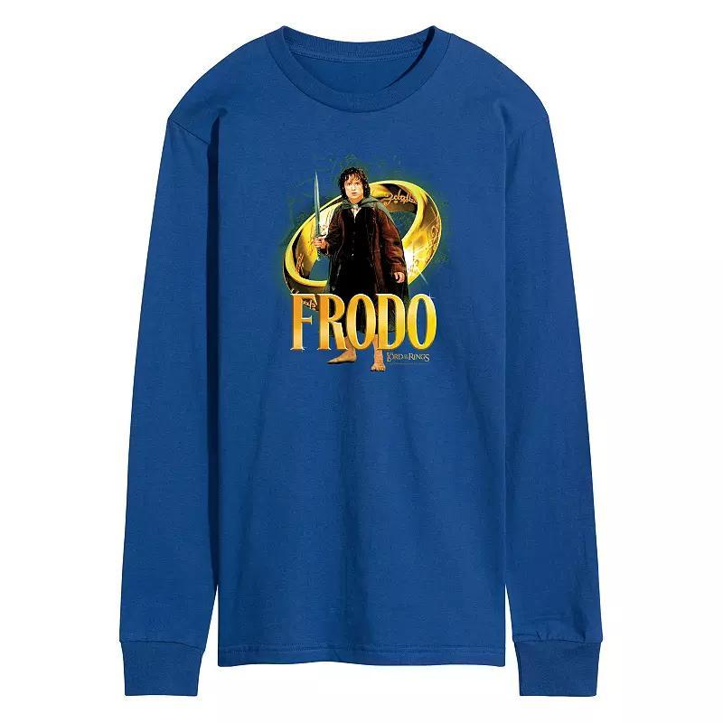 Mens Lord Of The Rings Frodo Baggins Ring Long Sleeve Graphic Tee Grey Gray Product Image