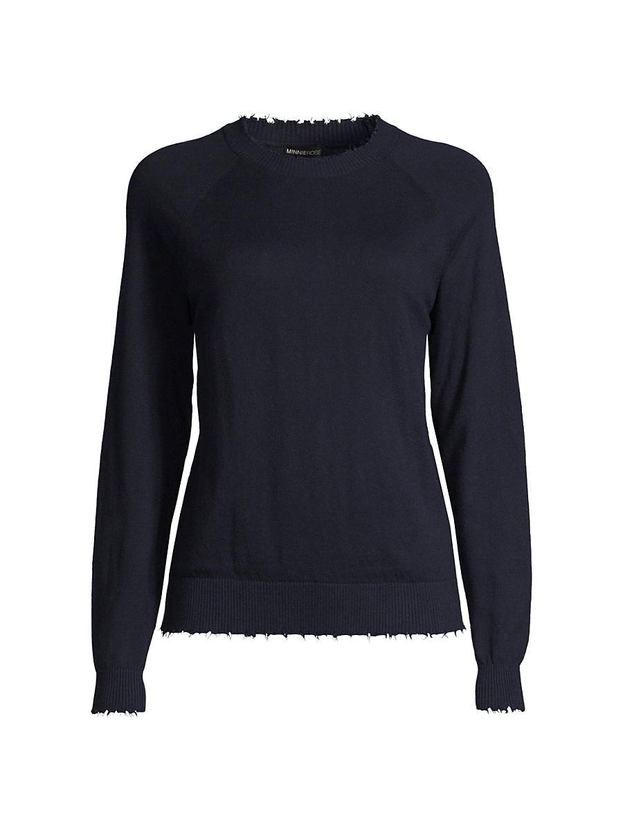 Womens Distressed Cotton & Cashmere Knit Pullover Sweatshirt Product Image