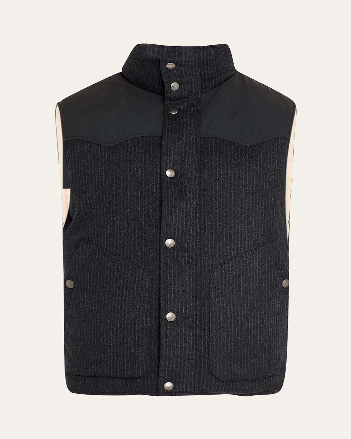 Mens Mixed Media Snap-Front Down Vest Product Image