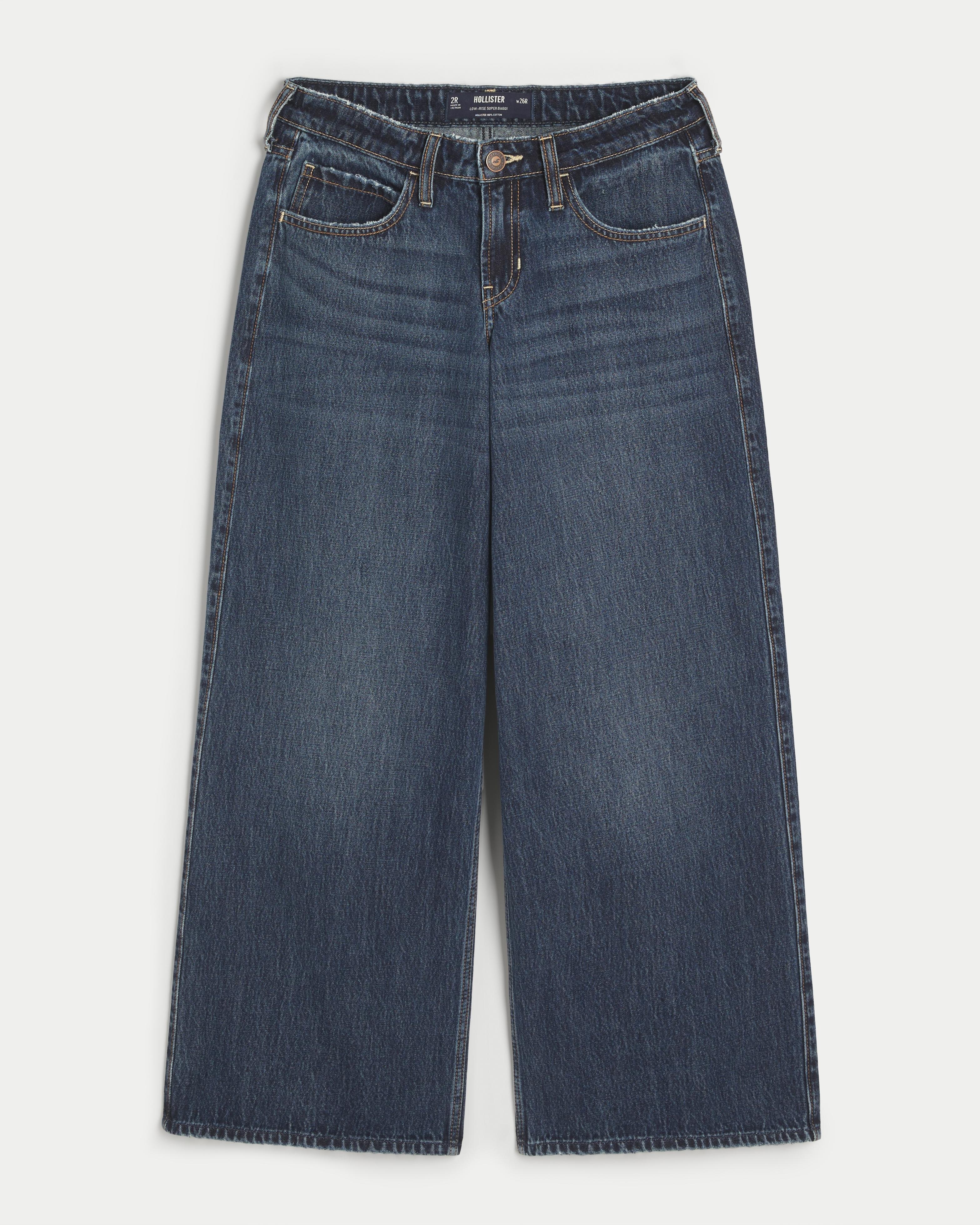 Low-Rise Dark Wash Super Baggy Jeans Product Image