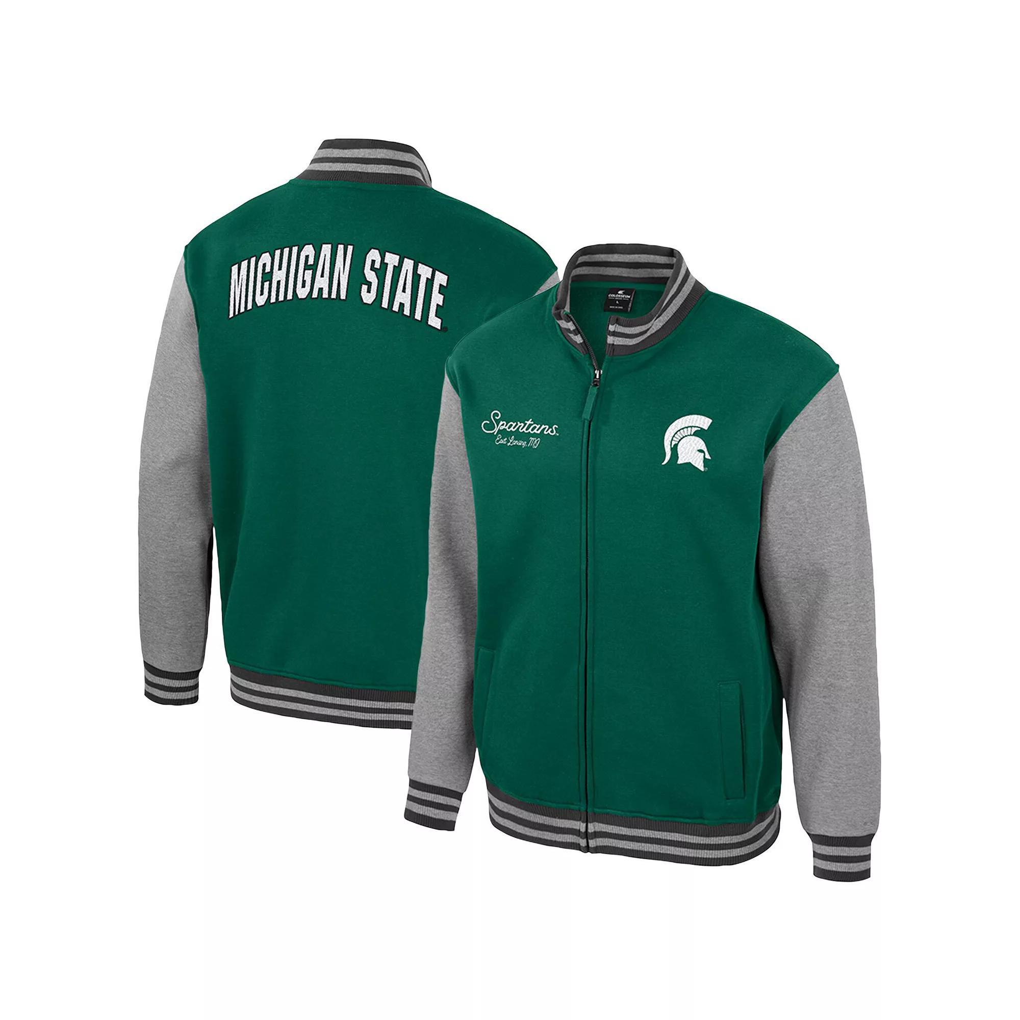 Men's Colosseum  Green Michigan State Spartans Ambi-Turner Full-Zip Varsity Jacket, Size: Small Product Image