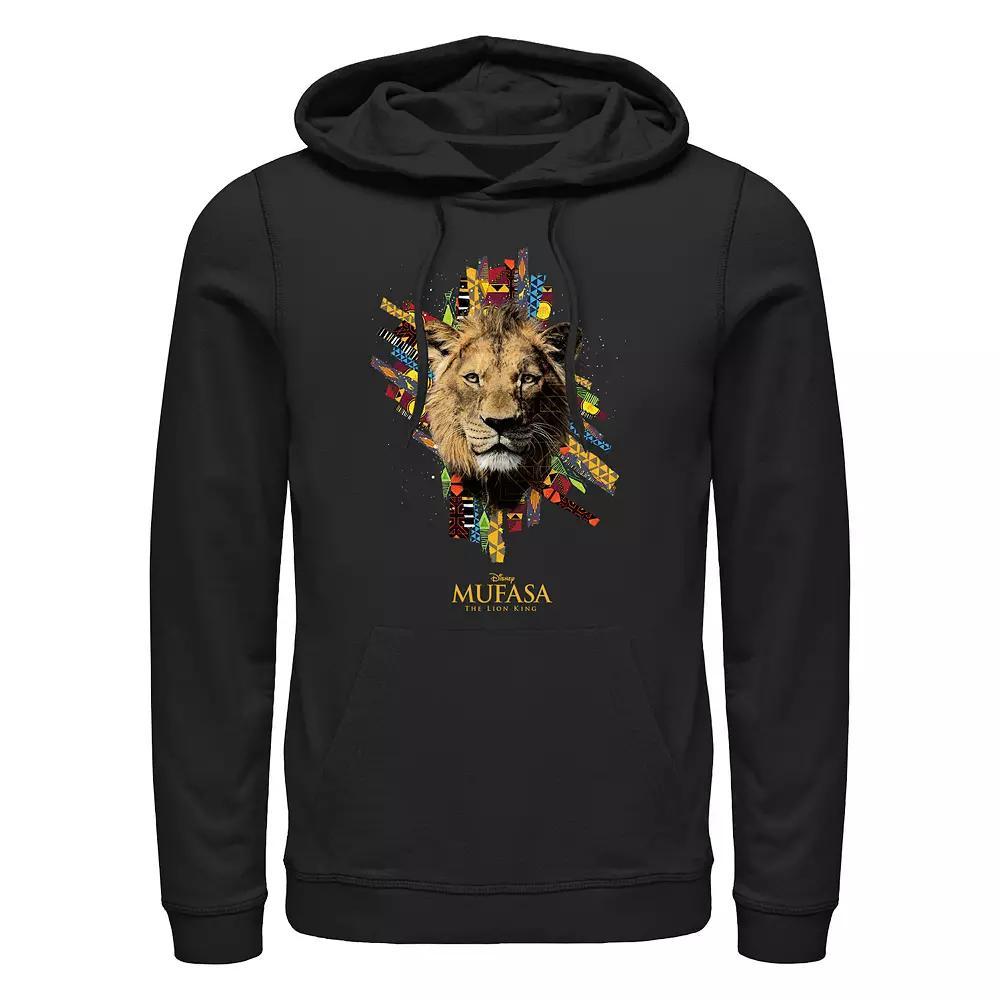 Disney's Mufasa The Lion King African Prints Background Men's Graphic Hoodie, Size: XL, Black Product Image