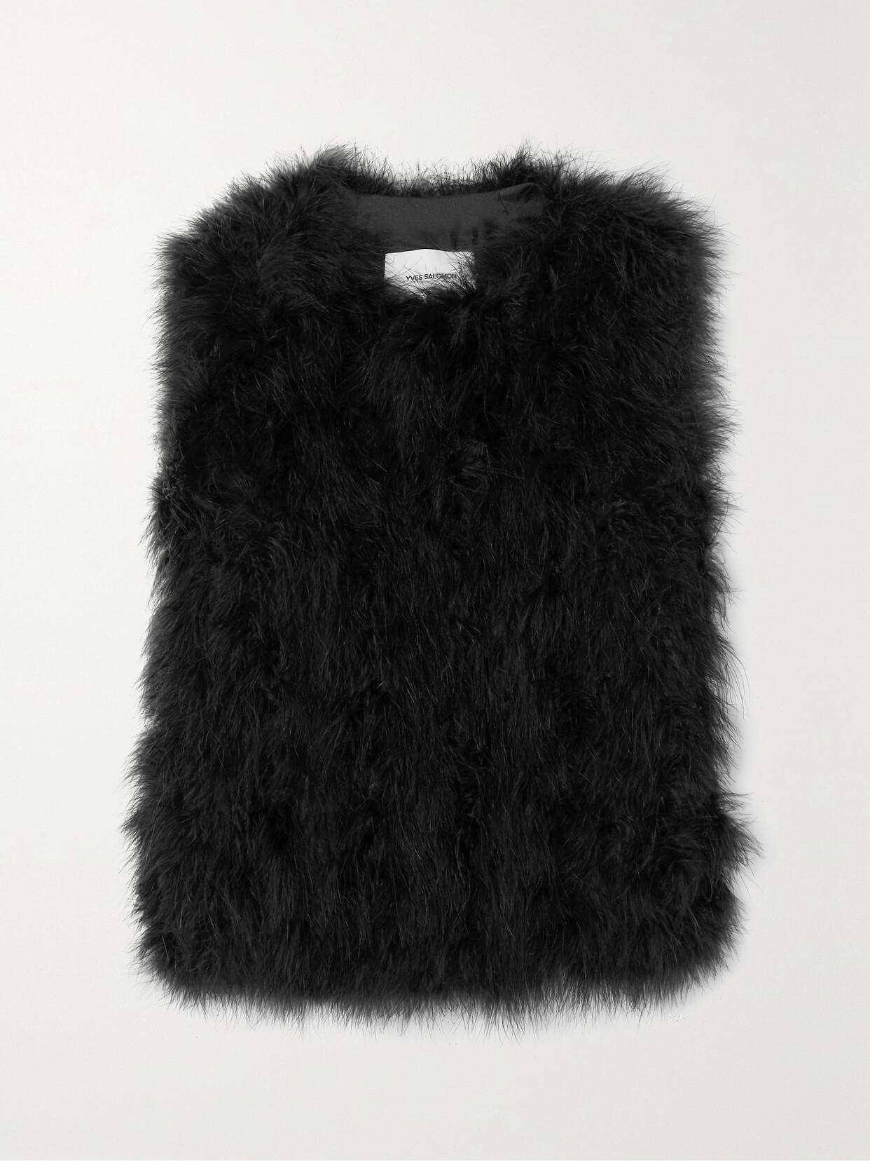 YVES SALOMON Black Feather Vest Product Image