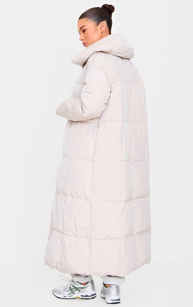 Stone Oversized Square Quilted Maxi Puffer Coat Product Image